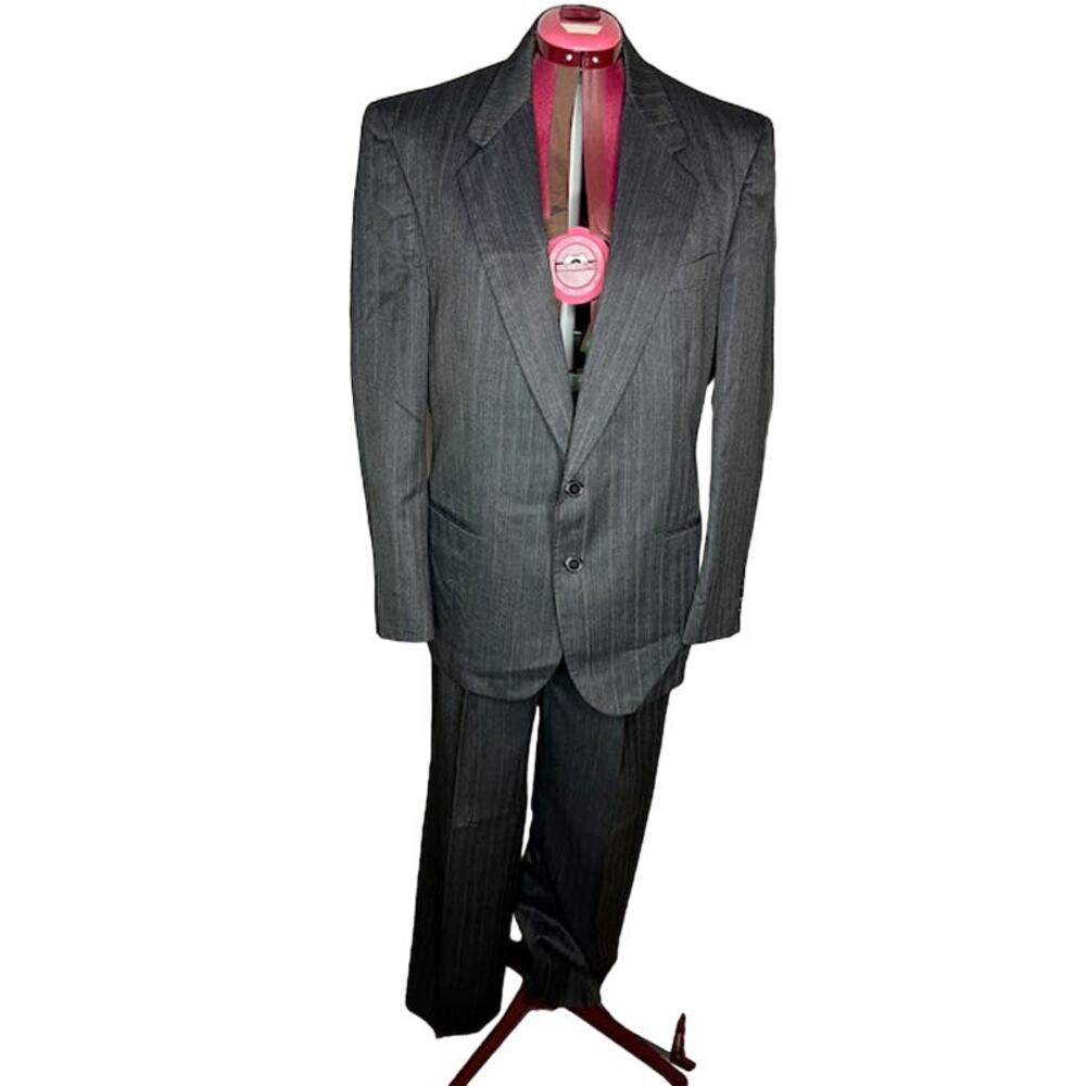 suit pinstripe charcoal